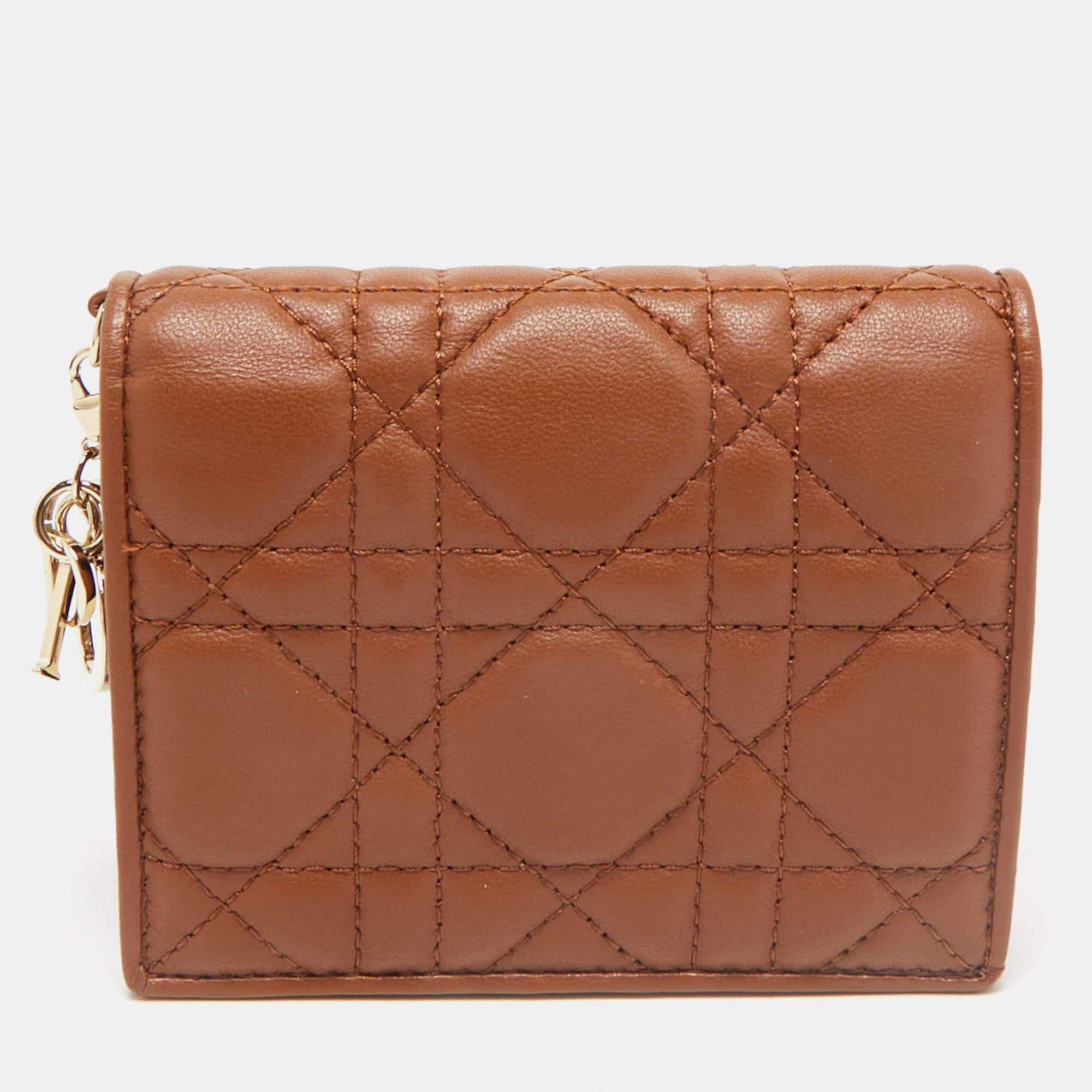 

Dior Brown Cannage Leather Mini Lady Dior Wallet