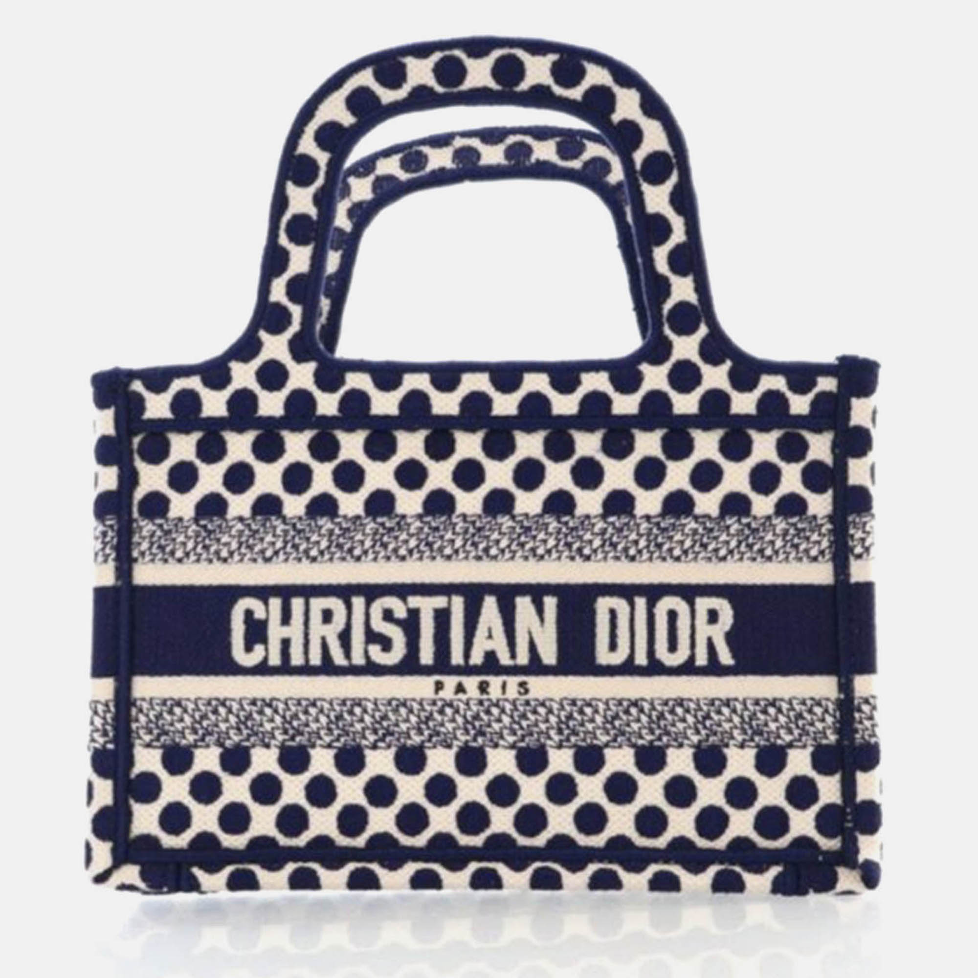 

Dior Mini Canvas Book Tote, Blue