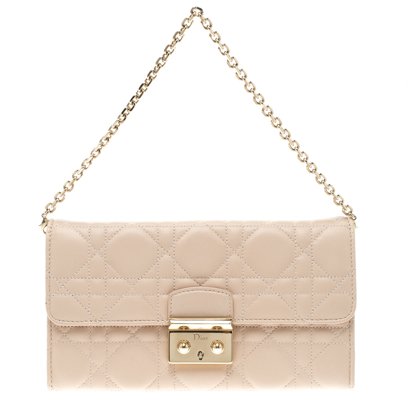 Pre Owned محفظة ديور WOC نيو لوك جلد مبطنة كاناج وردية فاتحة