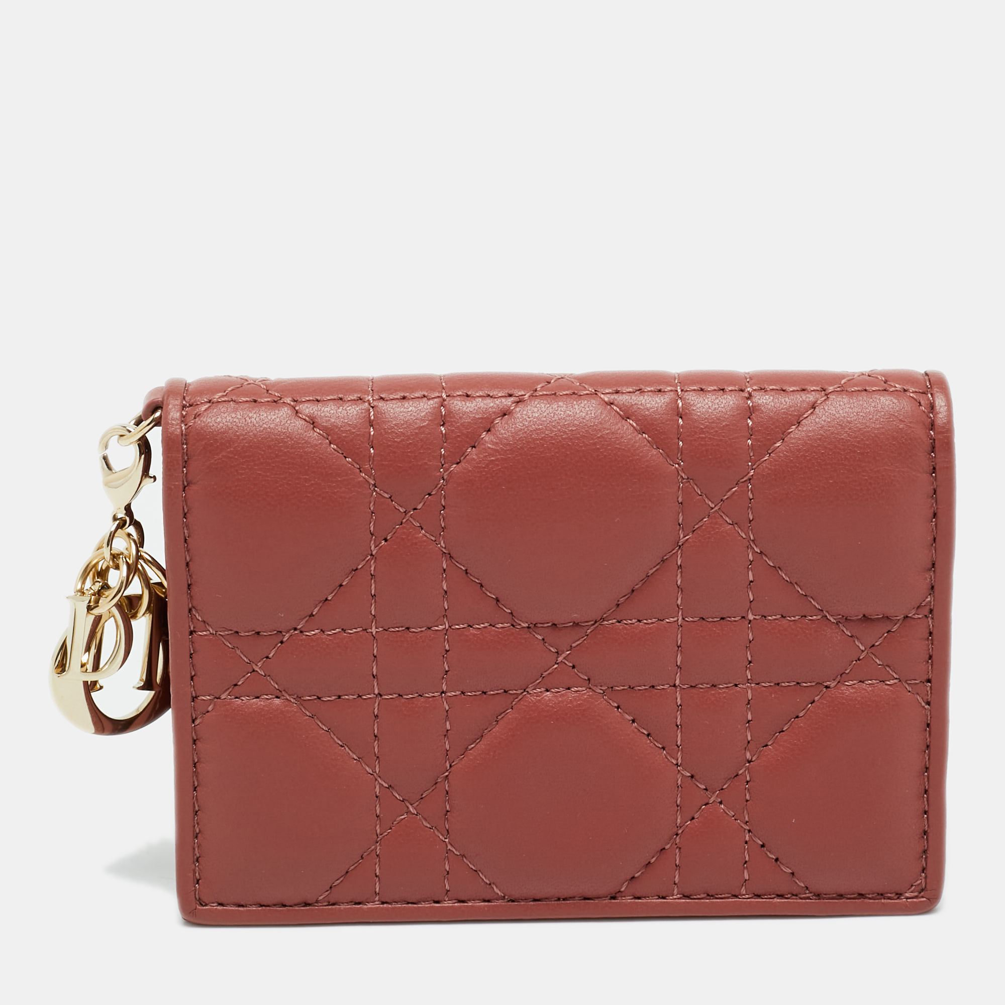 Pre-owned Dior Bloom Dusty Pink Leather Flap Card Holder