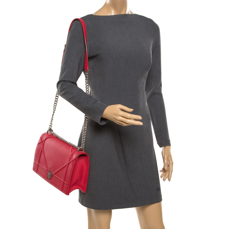 

Dior Red Leather  Diorama Flap Shoulder bag