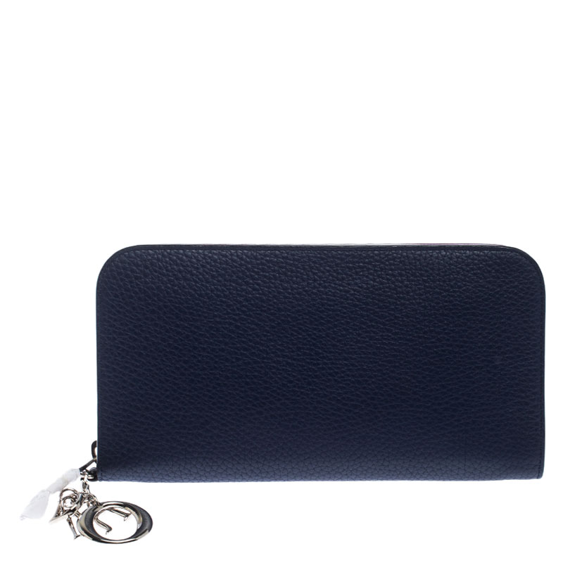 Dior Blue Leather Diorissimo Voyageur Zip Around Wallet Dior | The ...