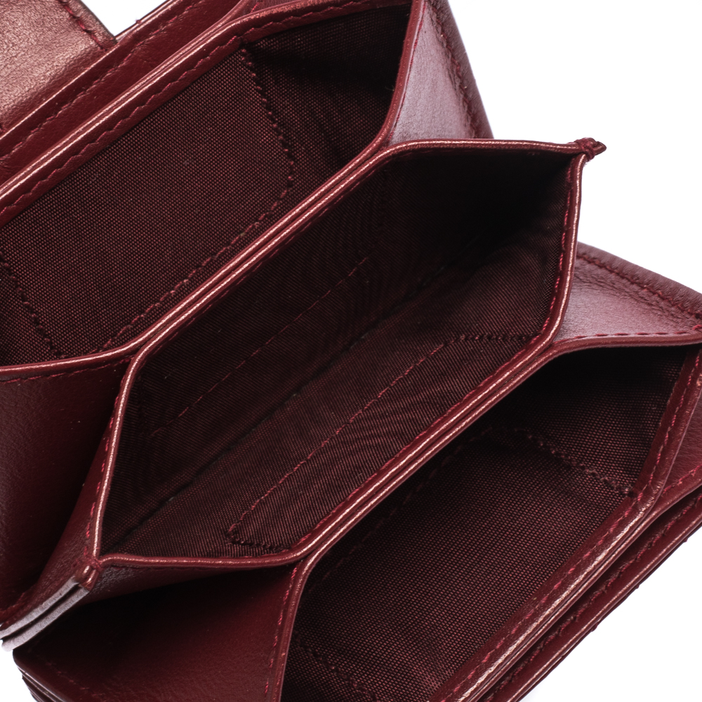 

Dior Wine Red Cannage Patent Leather Gusset Card Holder