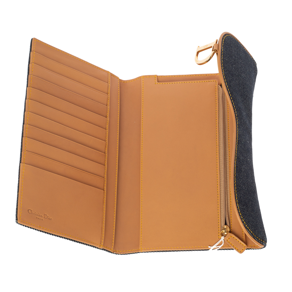 

Dior Navy Blue Denim Saddle Trifold Continental Wallet