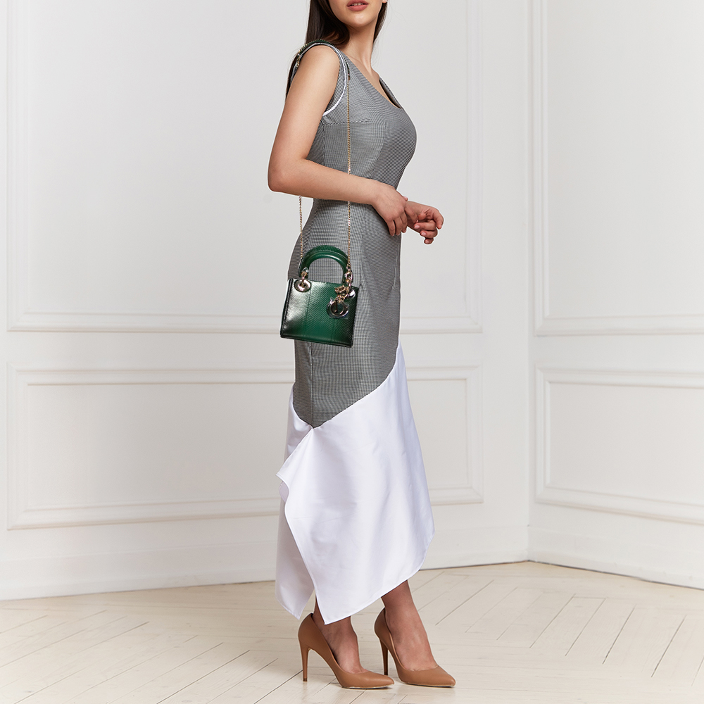 

Dior Green Ayers Mini Lady Dior Chain Tote