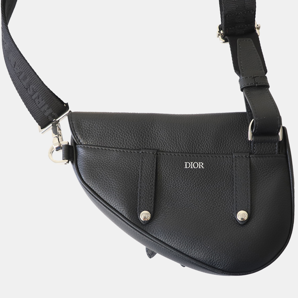 

Dior Black Grained Calfskin Leather Saddle Bag