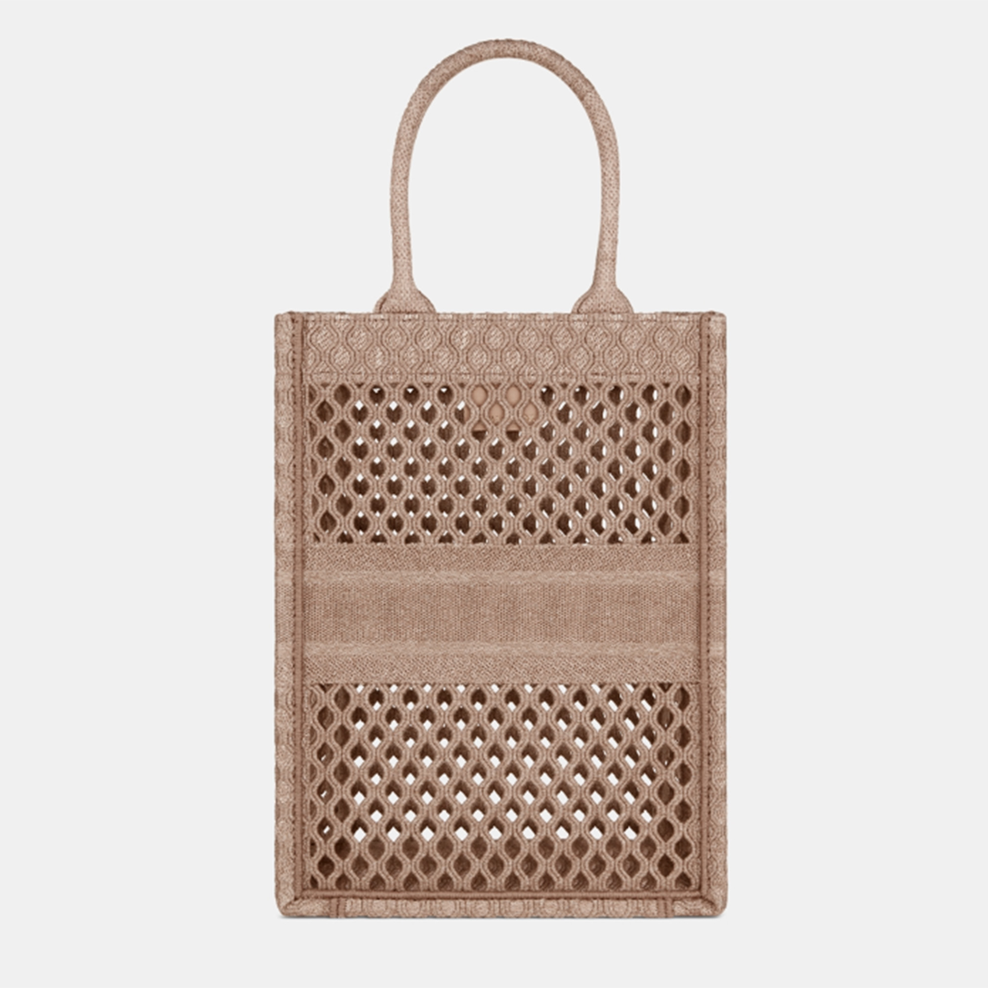 

Dior Clay-Colored Mesh Embroidery Vertical Book Tote, Beige