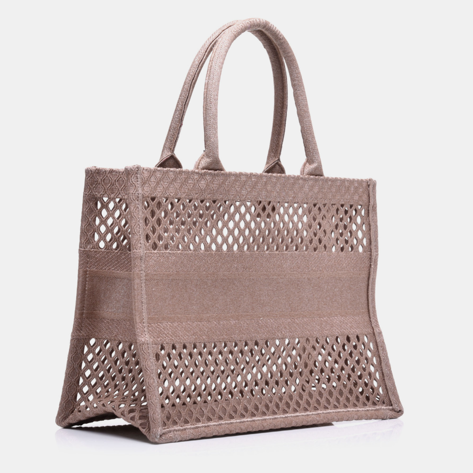 

Dior Clay-Colored Mesh Embroidery Small Book Tote, Beige