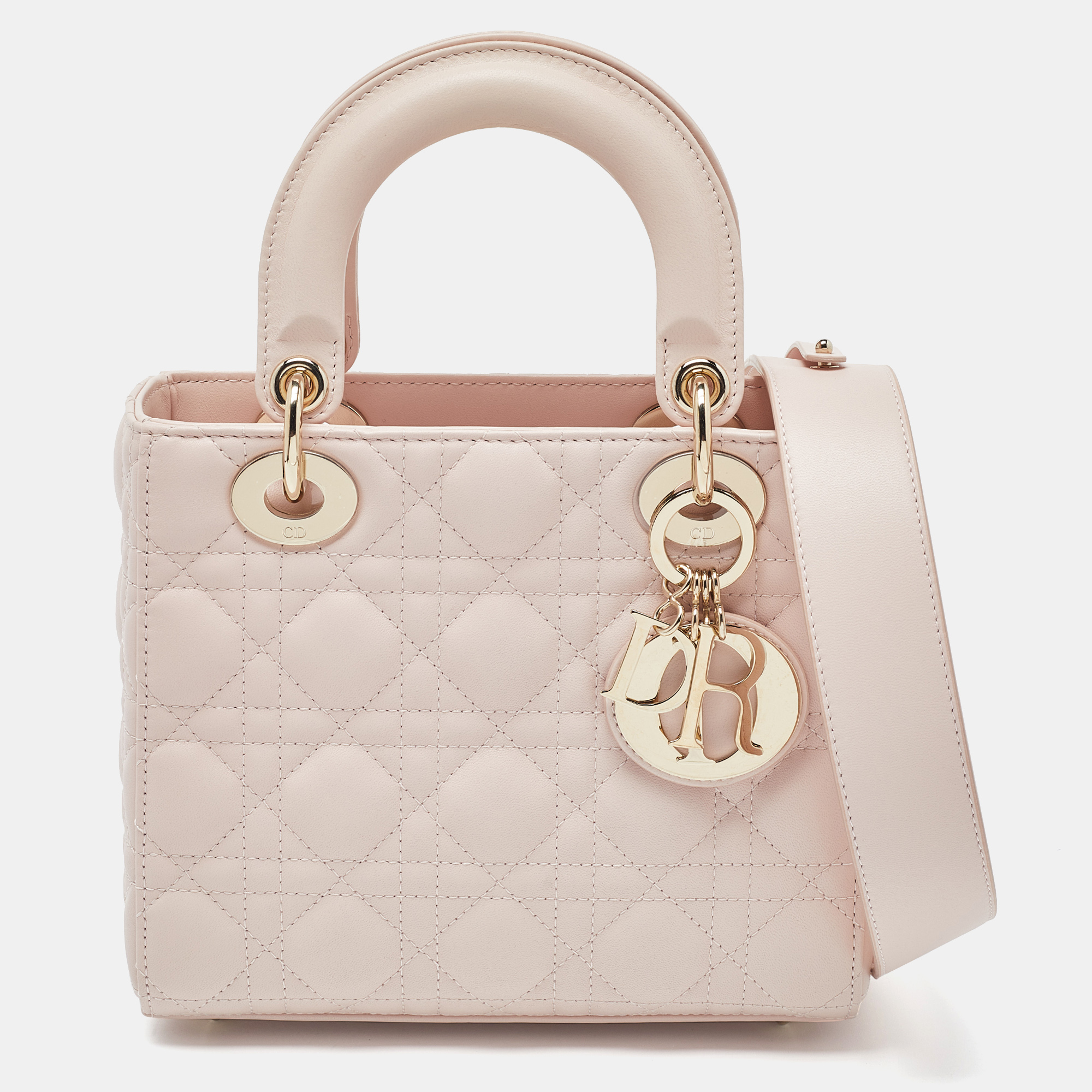 Pre Owned Dior Pink Cannage Leather Small My ABCDior Lady Dior Tote