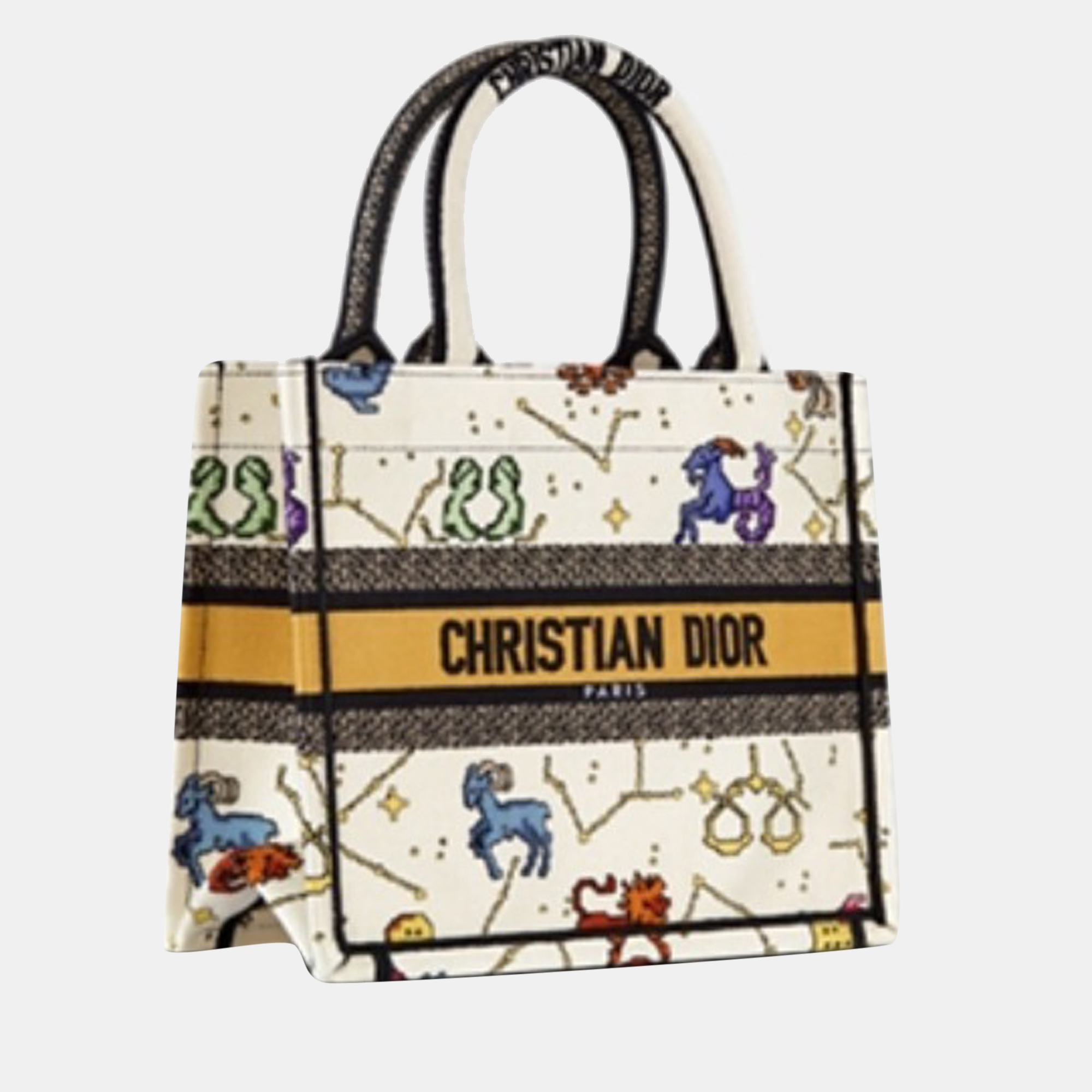 

DIOR Ecru Multicolor Dior Pixel Zodiac Embroidery SMALL BOOK TOTE