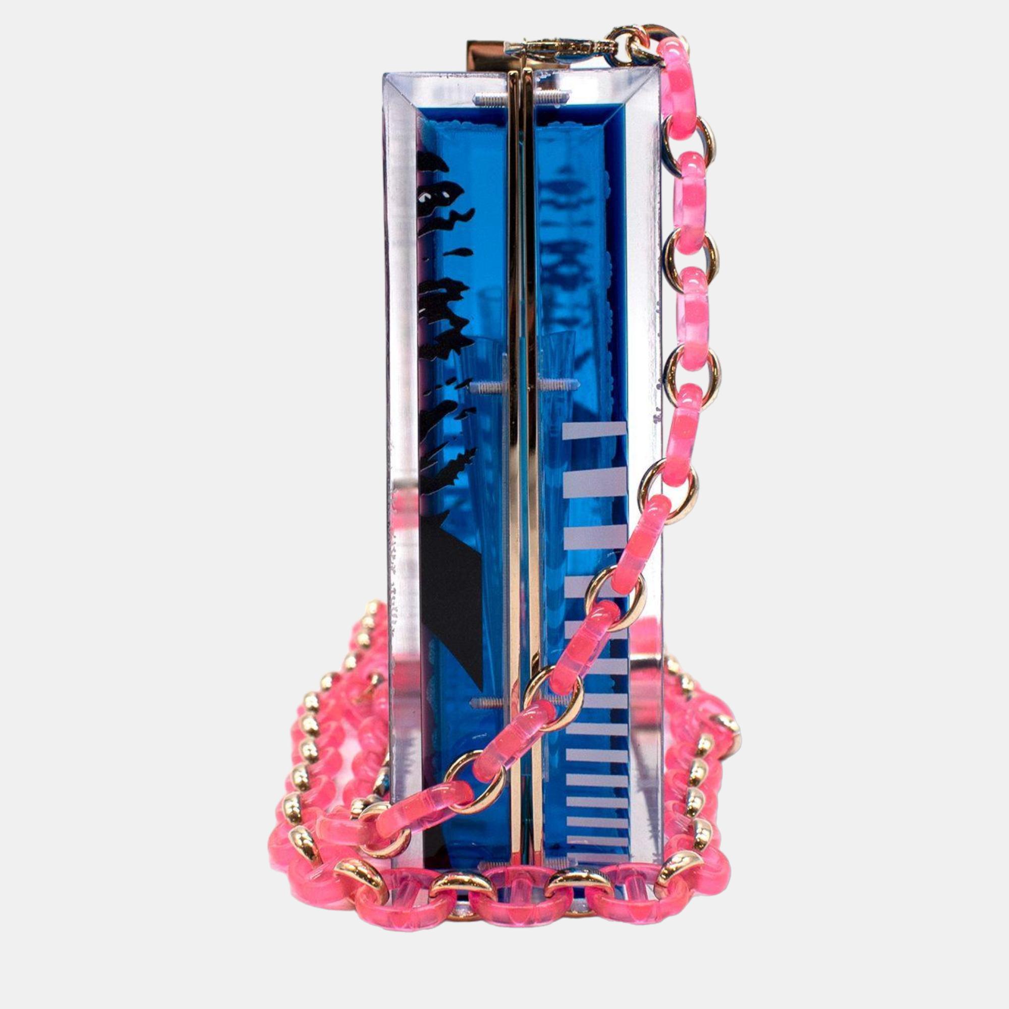 

DIOR Transparent Resin with Bright Blue and Pink D-Jungle Pop Print MINAUDIÃRE BAG M3021OMBM888U