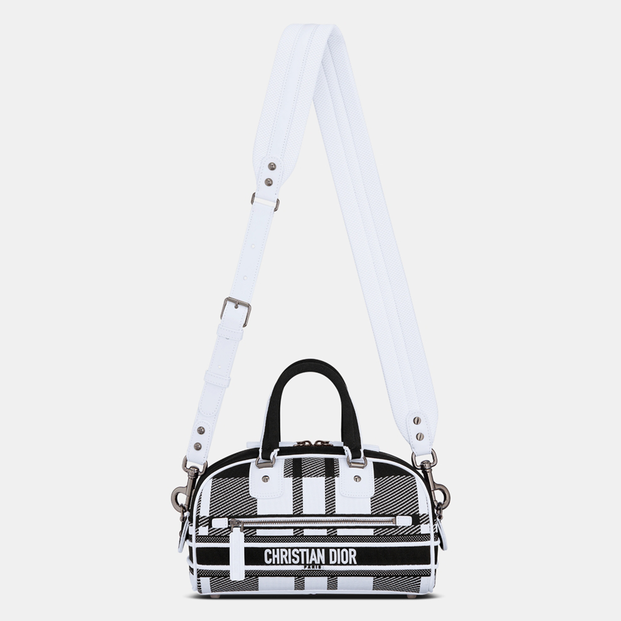 

DIOR Black and White Check'n'Dior Technical Mesh Small Vibe Bowling Bag M6209BRVD041U