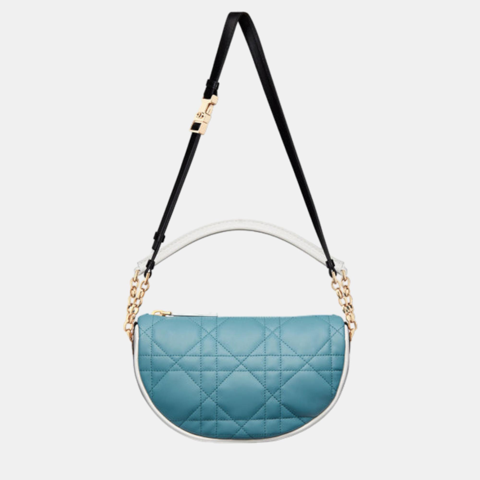 

SMALL DIOR Azure Blue Macrocannage Lambskin VIBE HOBO BAG M7200ONET962U