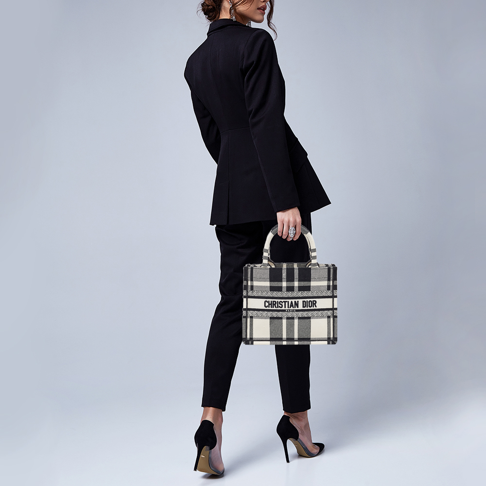 

Dior Black/White Check'N'Dior Canvas  Book Tote