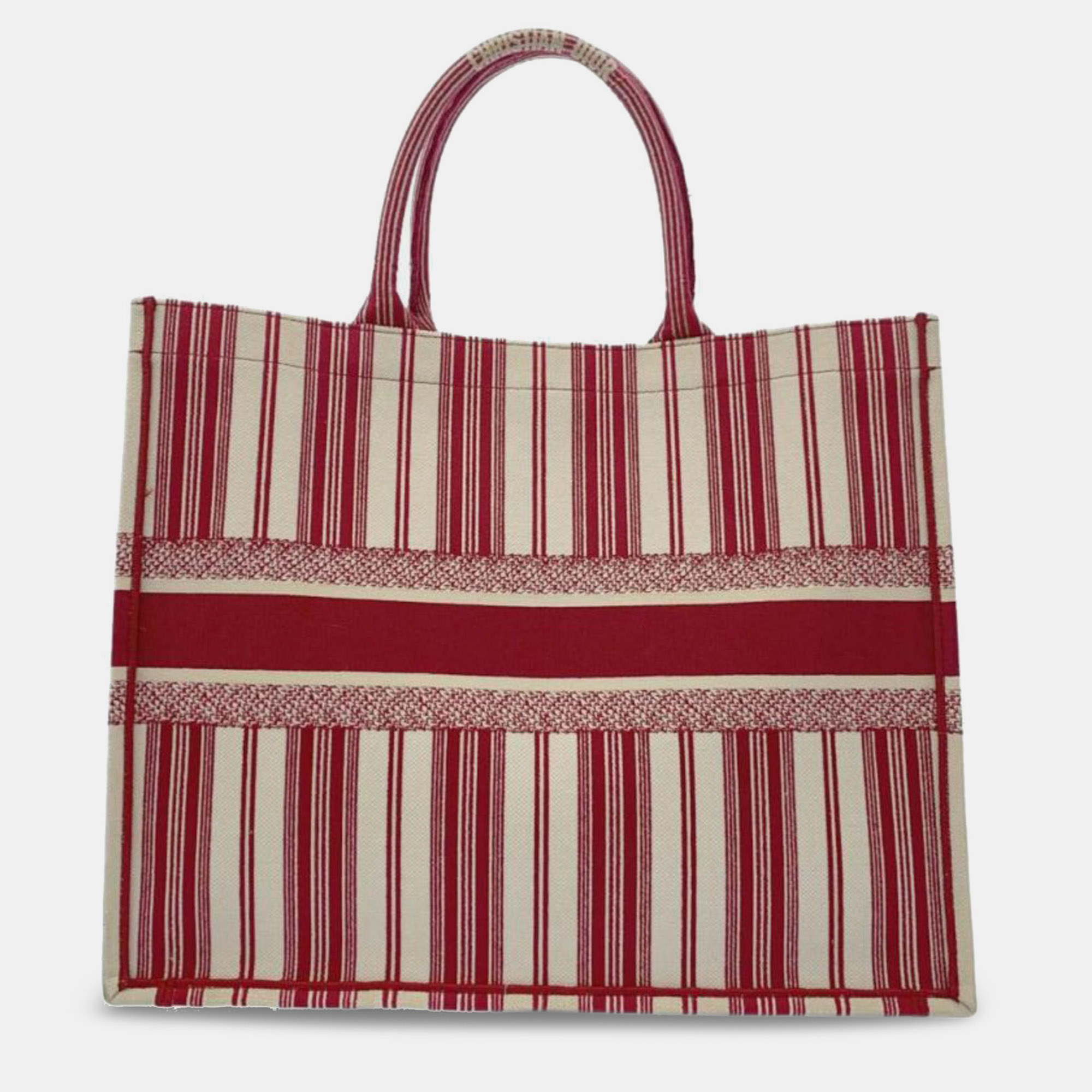 

Dior Large Striped Book Tote, Red