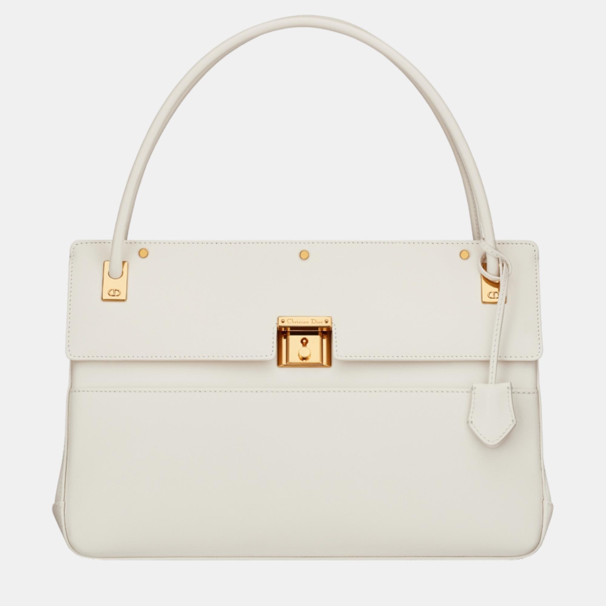 Pre-owned Dior Christian  White Calfskin  Parisienne Bag