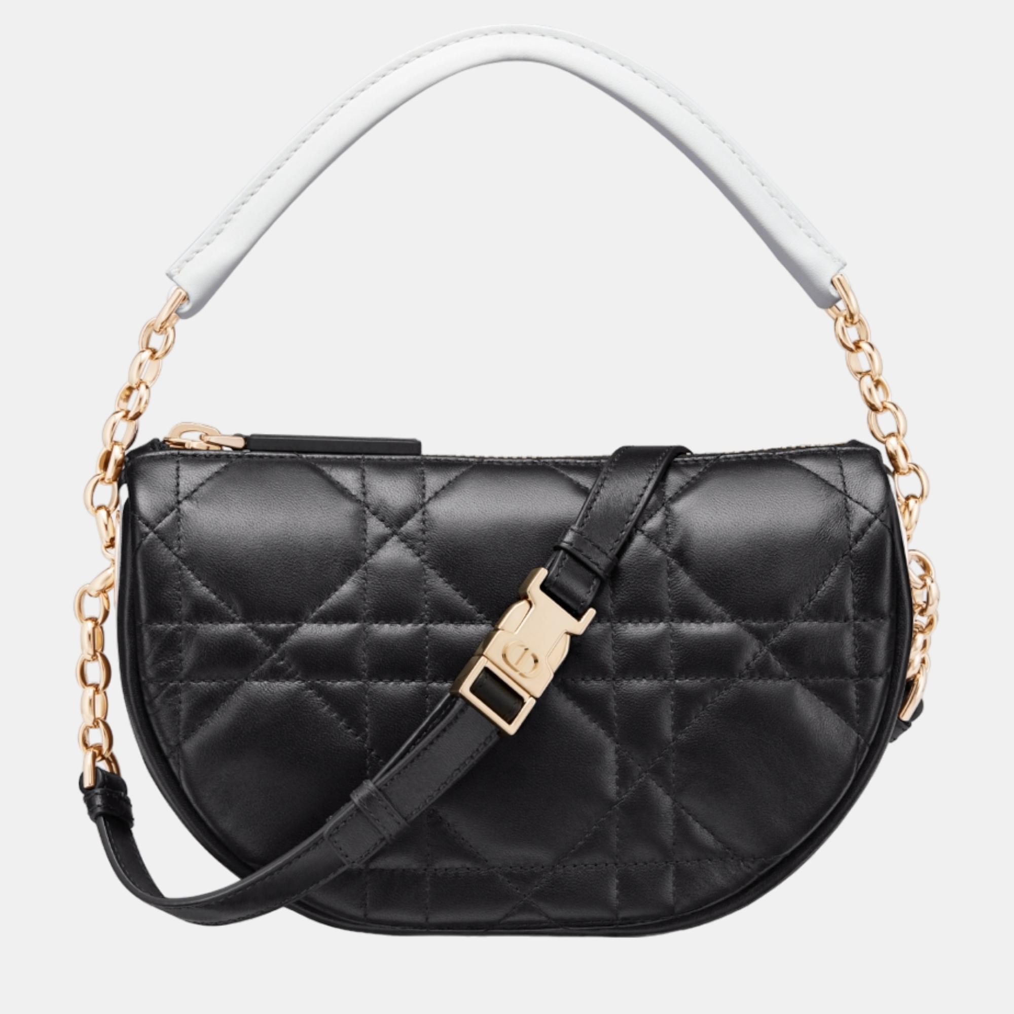 Pre-owned Dior Christian  Black Lambskin Small  Vibe Hobo Bag