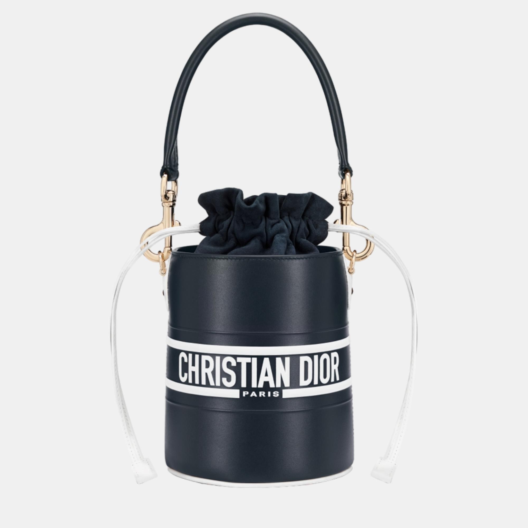 Pre-owned Dior Christian  Black Calfskin Small  Vibe Bucket Bag
