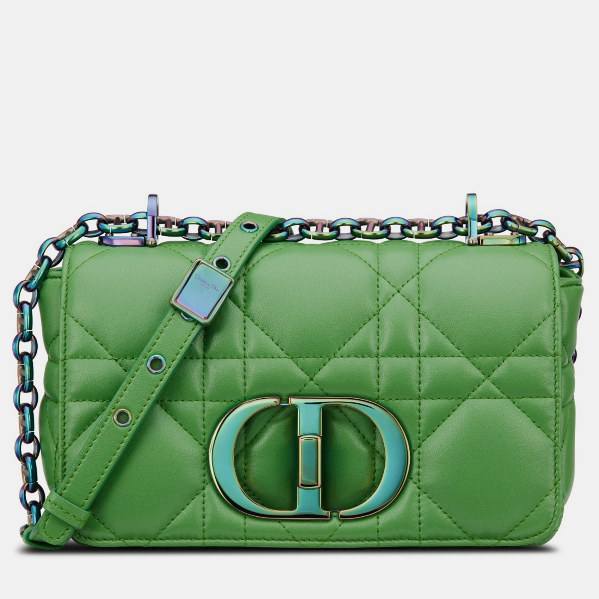 Pre-owned Dior Christian  Green Calfskin Small  Caro Bag