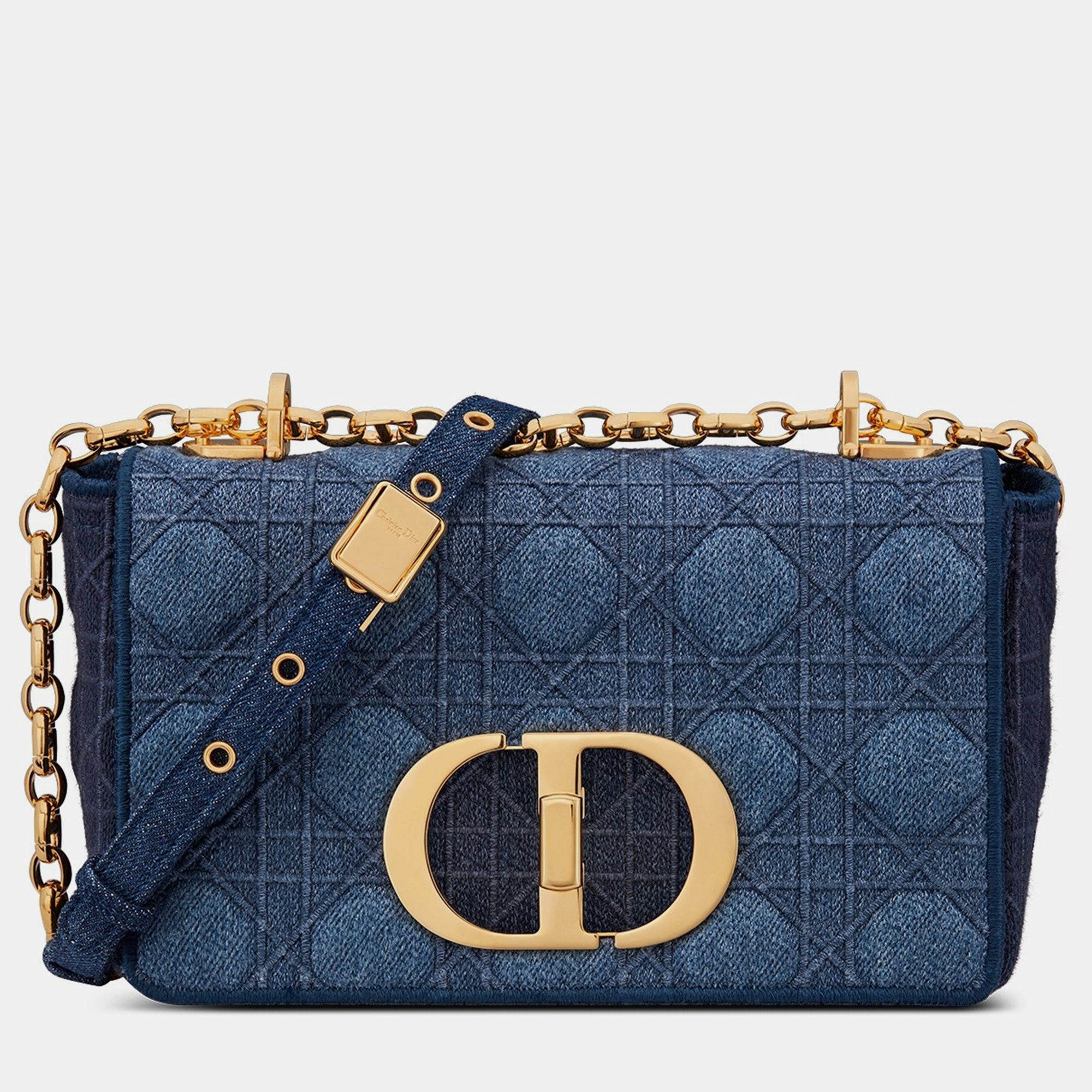 Pre-owned Dior Christian  Denim Blue Cannage Small  Caro Bag