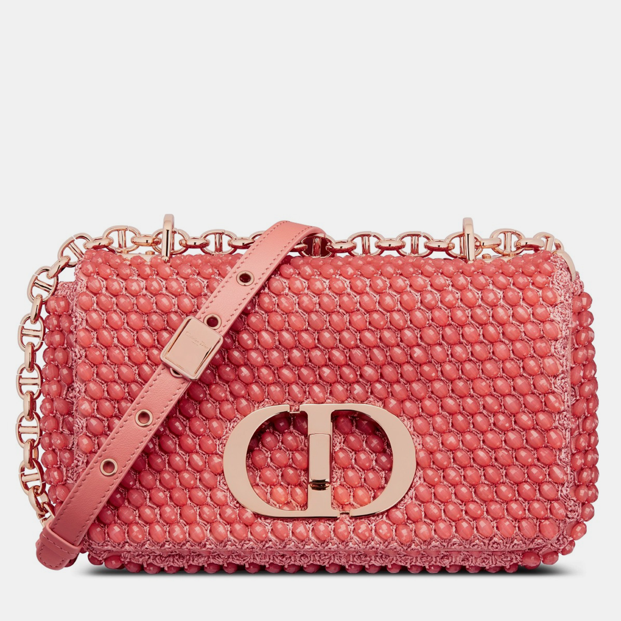 Pre-owned Dior Christian  Coral Pink Calfskin Small  Caro Bag