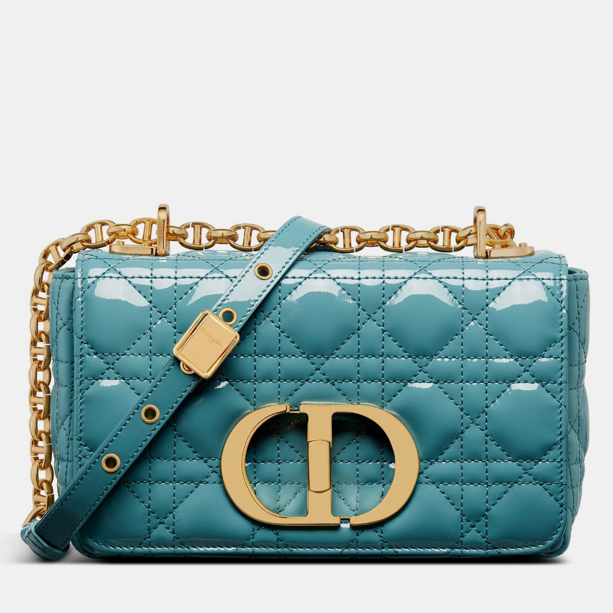 Pre-owned Dior Christian  Azure Blue Calfskin Small  Caro Bag