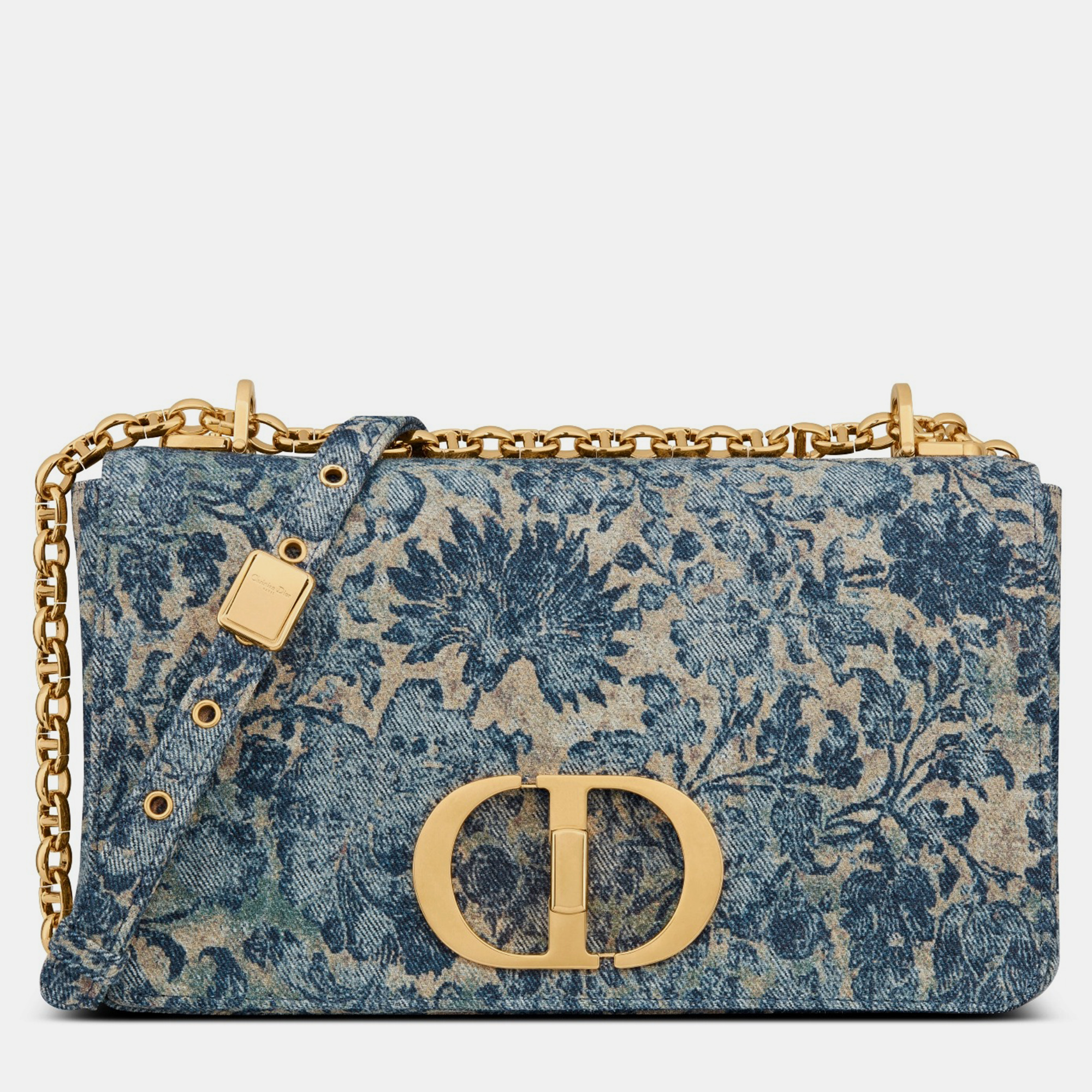 Pre-owned Dior Christian  Blue Brocart Medium  Caro Bag