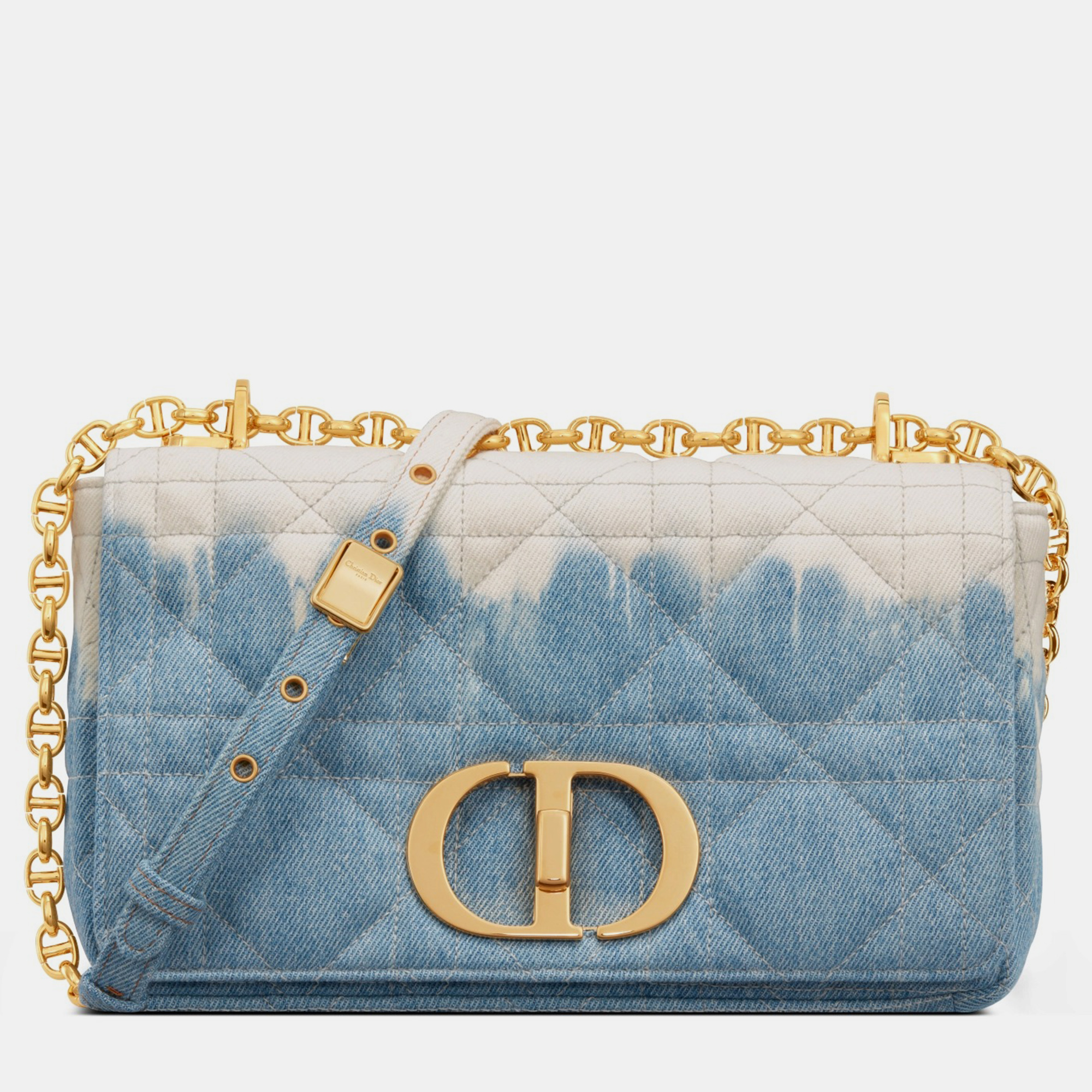 Pre-owned Dior Christian  Blue Cannage Medium  Caro Bag