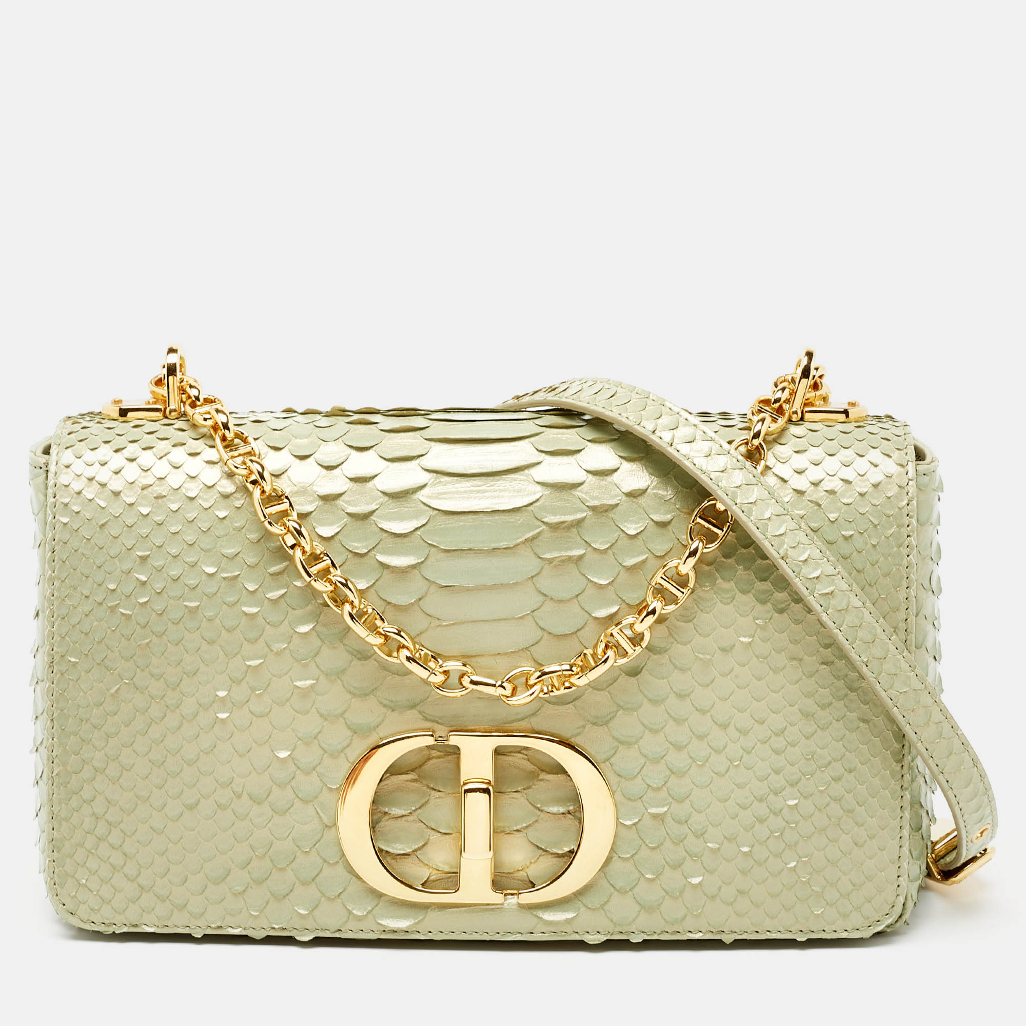 

Dior Green Iridescent Python  Caro Shoulder Bag