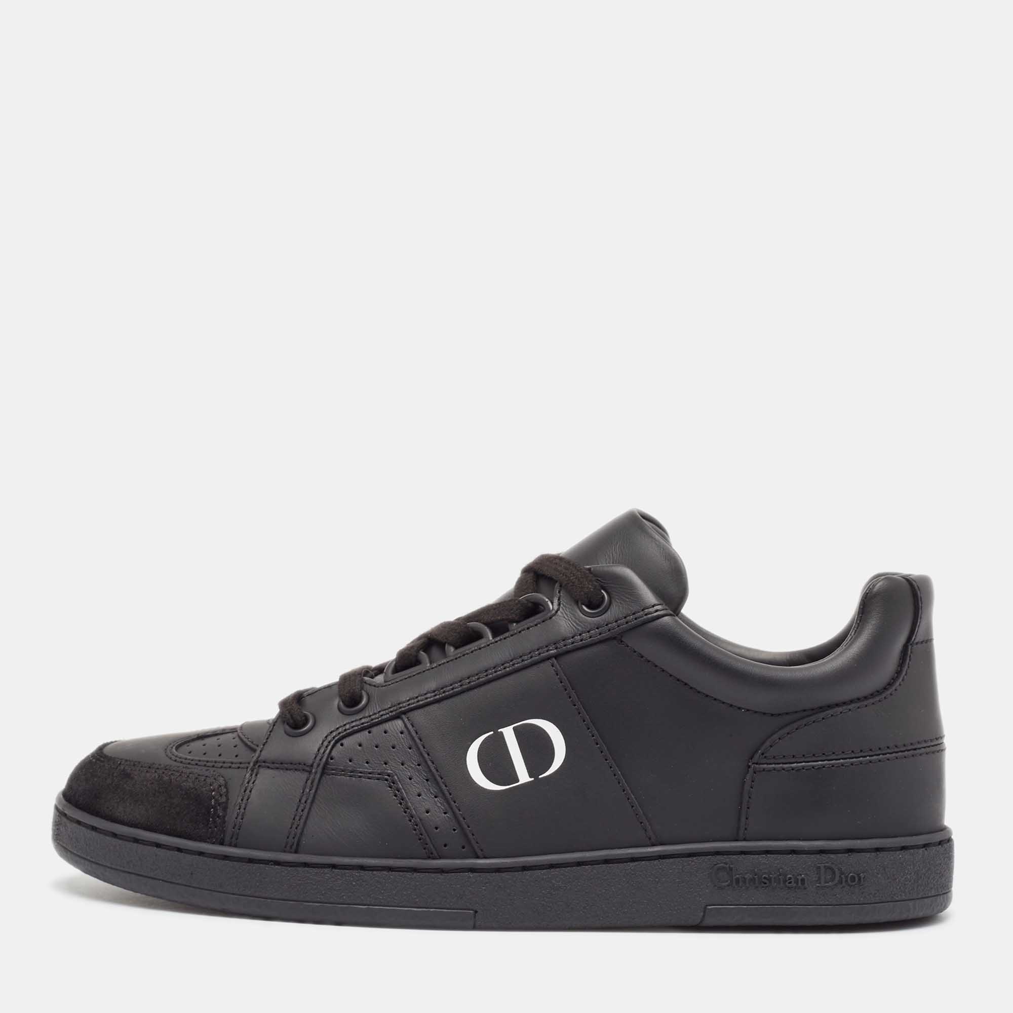 Pre-owned Dior Black Leather And Suede Low Top Sneakers Size 36