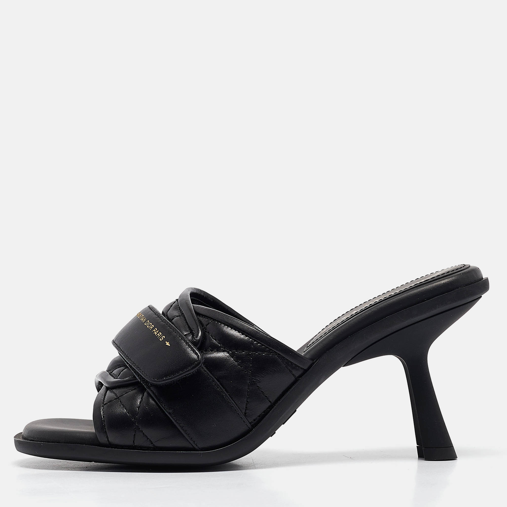 

Dior Black Leather Diorevolution Slide Sandals Size