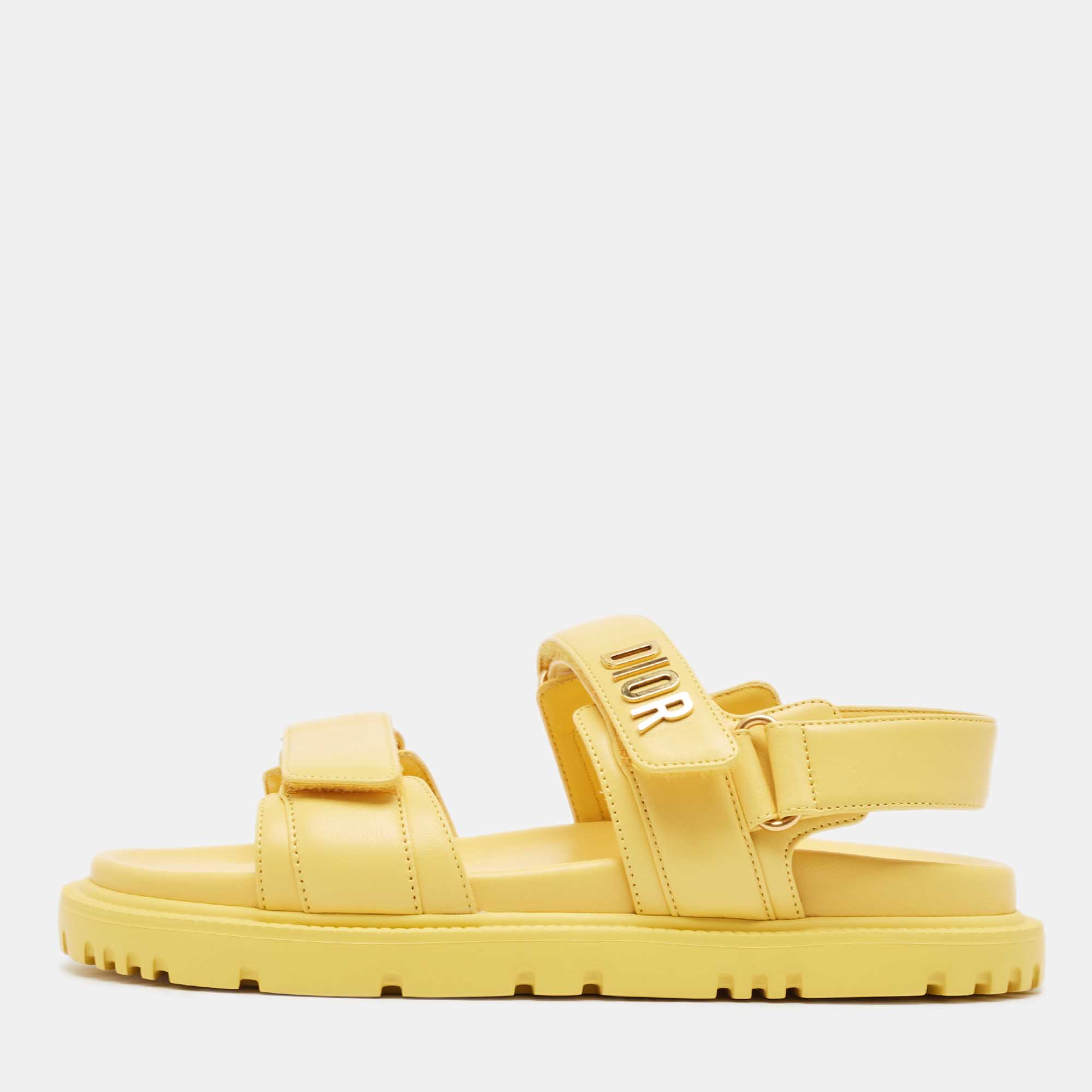 

Dior Yellow Leather DiorAct Ankle Strap Sandals Size