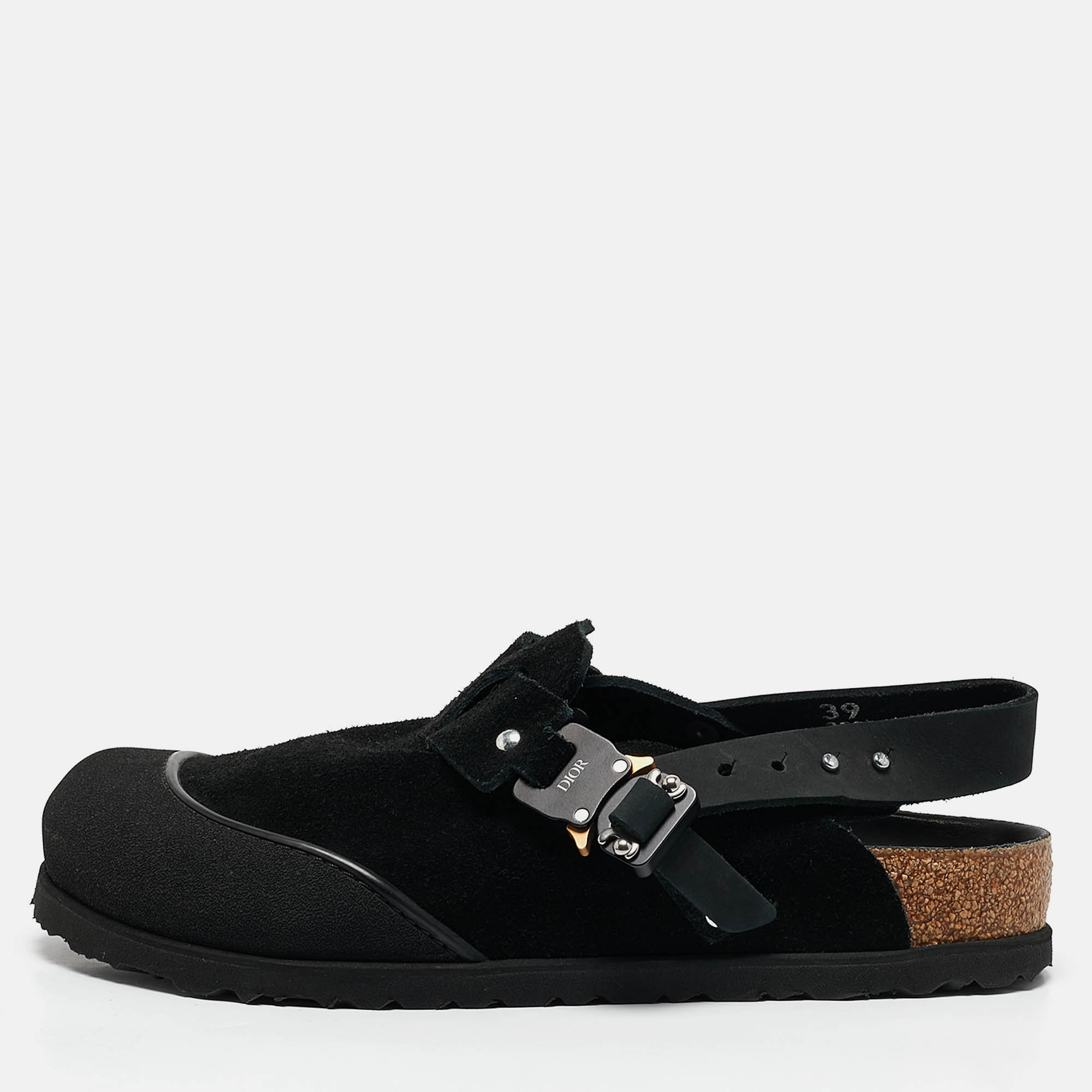 

DIOR x Birkenstock Black Suede Tokio Mule Sandals Size