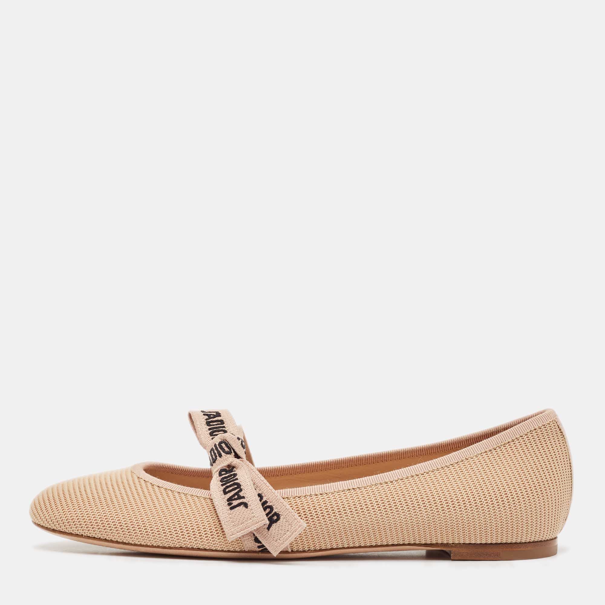 

Christian Dior Beige Mesh J'Adior Ballet Flats Size