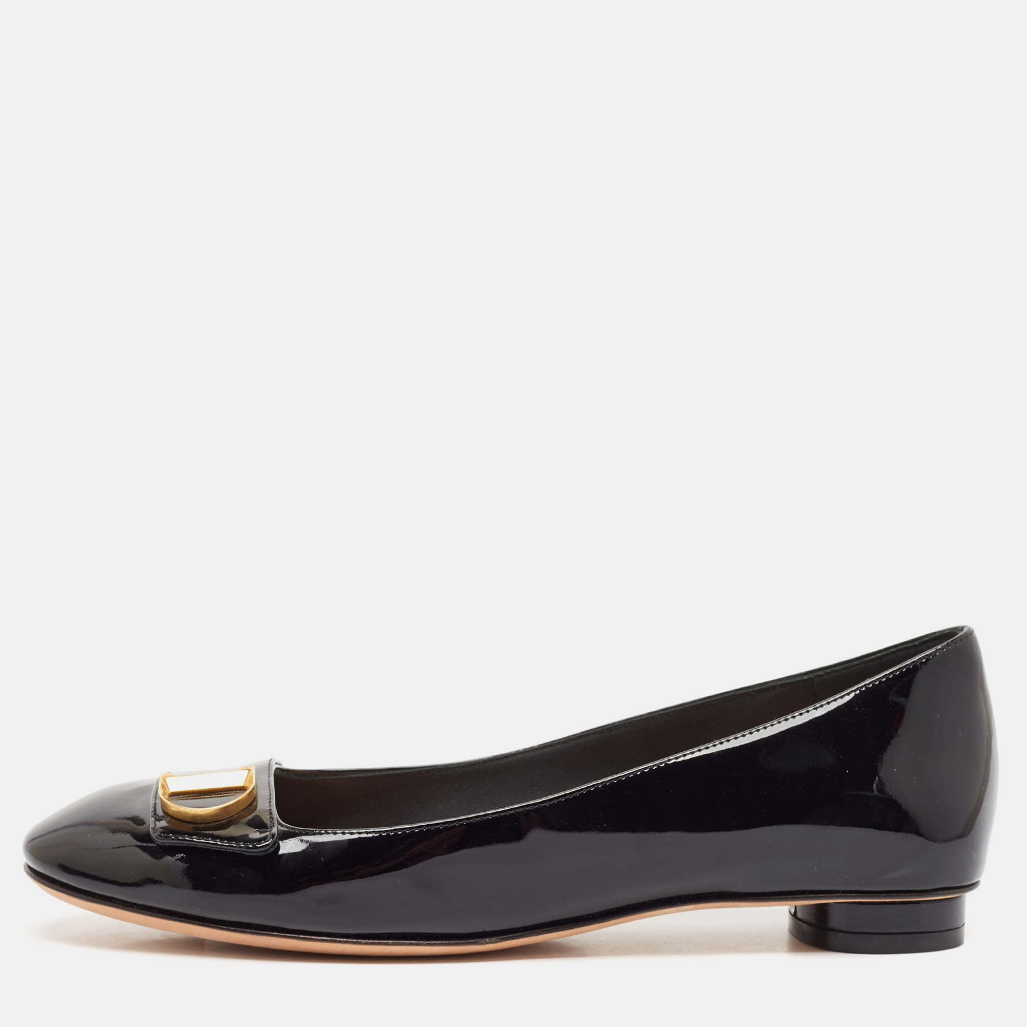 

Dior Black Patent Leather C'est Dior Ballet Flats Size