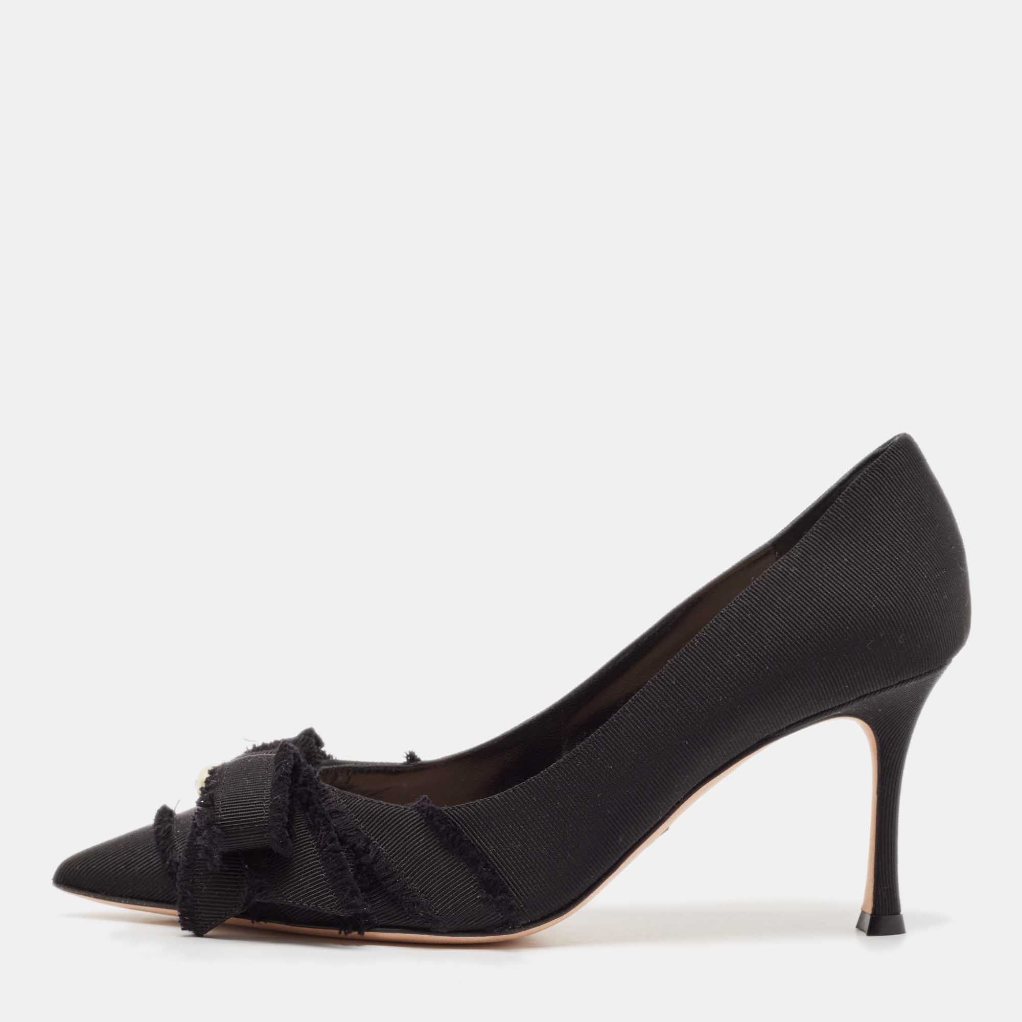 

Dior Black Canvas Bow Pointed Toe Pumps Size