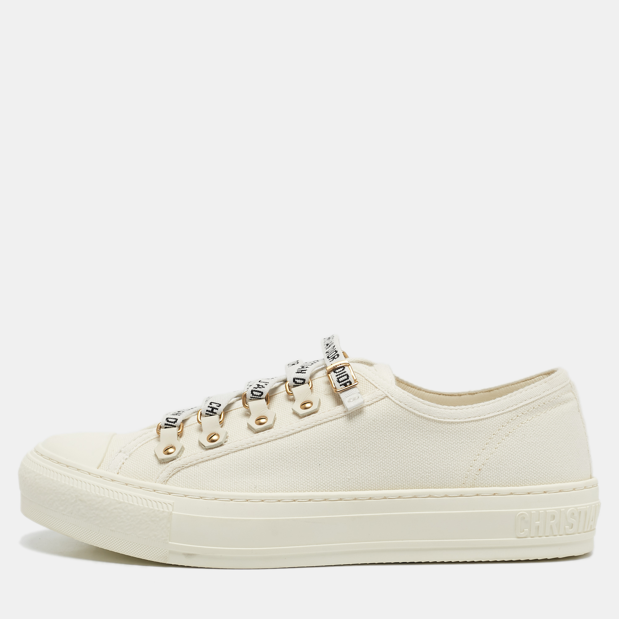 

Dior 0ff-White Canvas Walk'n'Dior Low-Top Sneakers Size