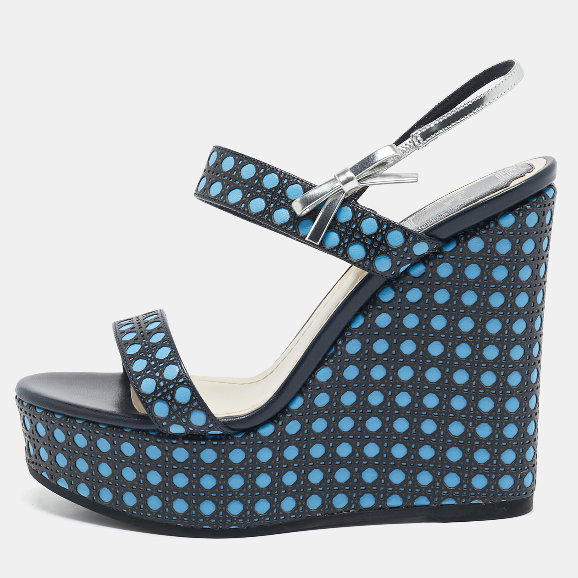 

Dior Multicolor Cannage Leather Platform Wedge Sandals Size