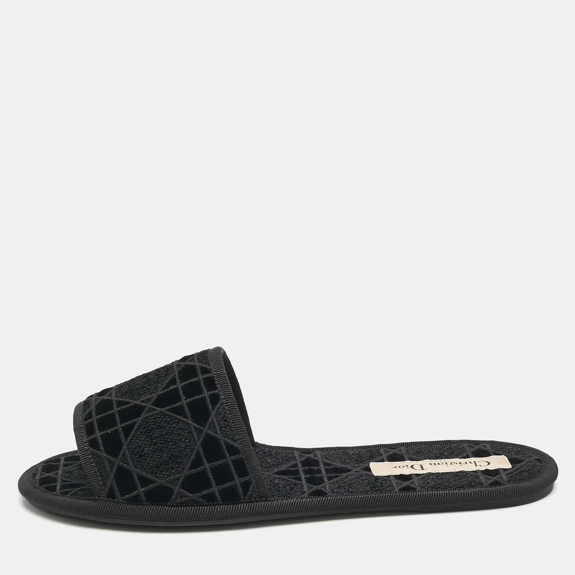 

Dior Black Cannage Velvet Chez Moi Flat Slides