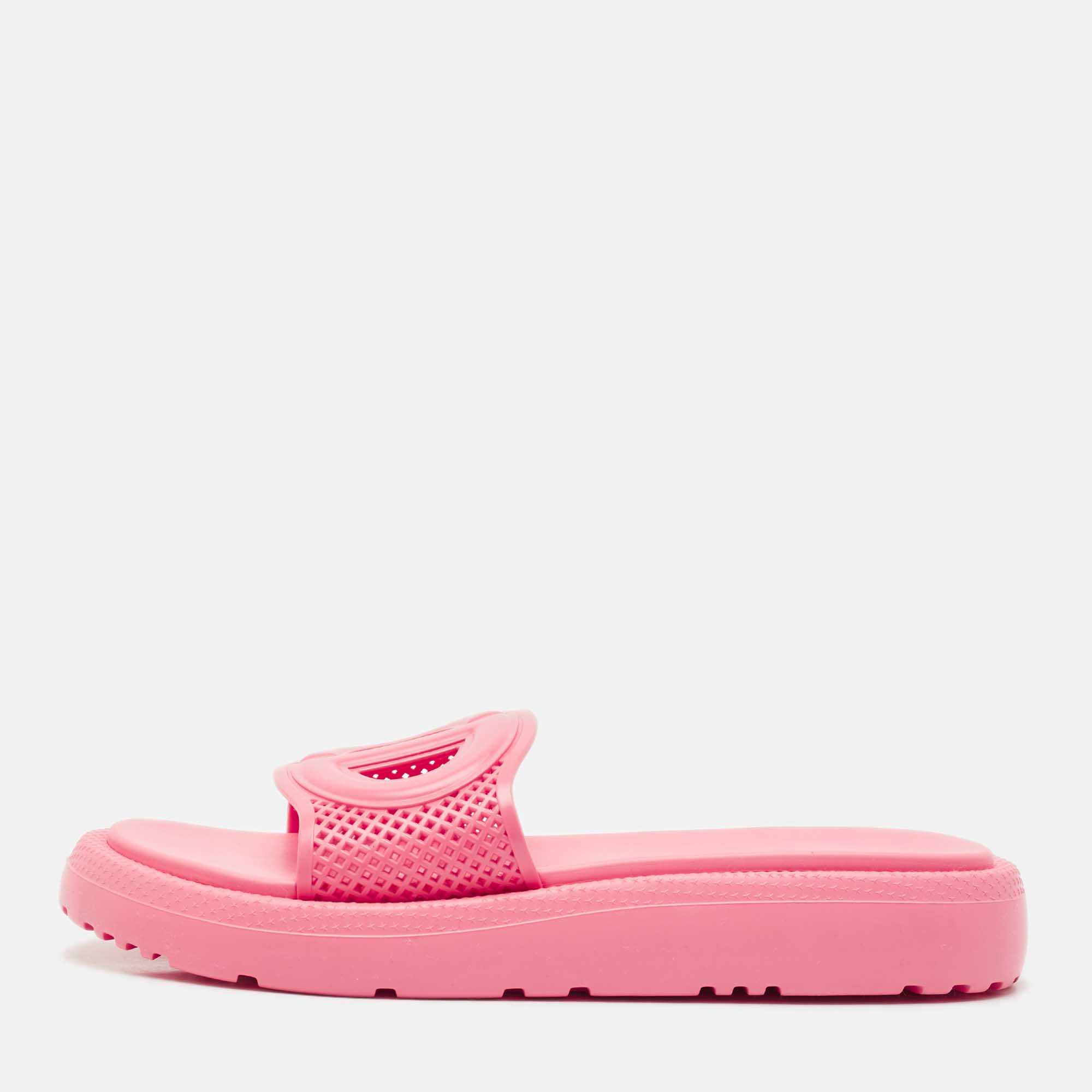 

Dior Pink Rubber Dioriviera D-Club Slide Sandals Size