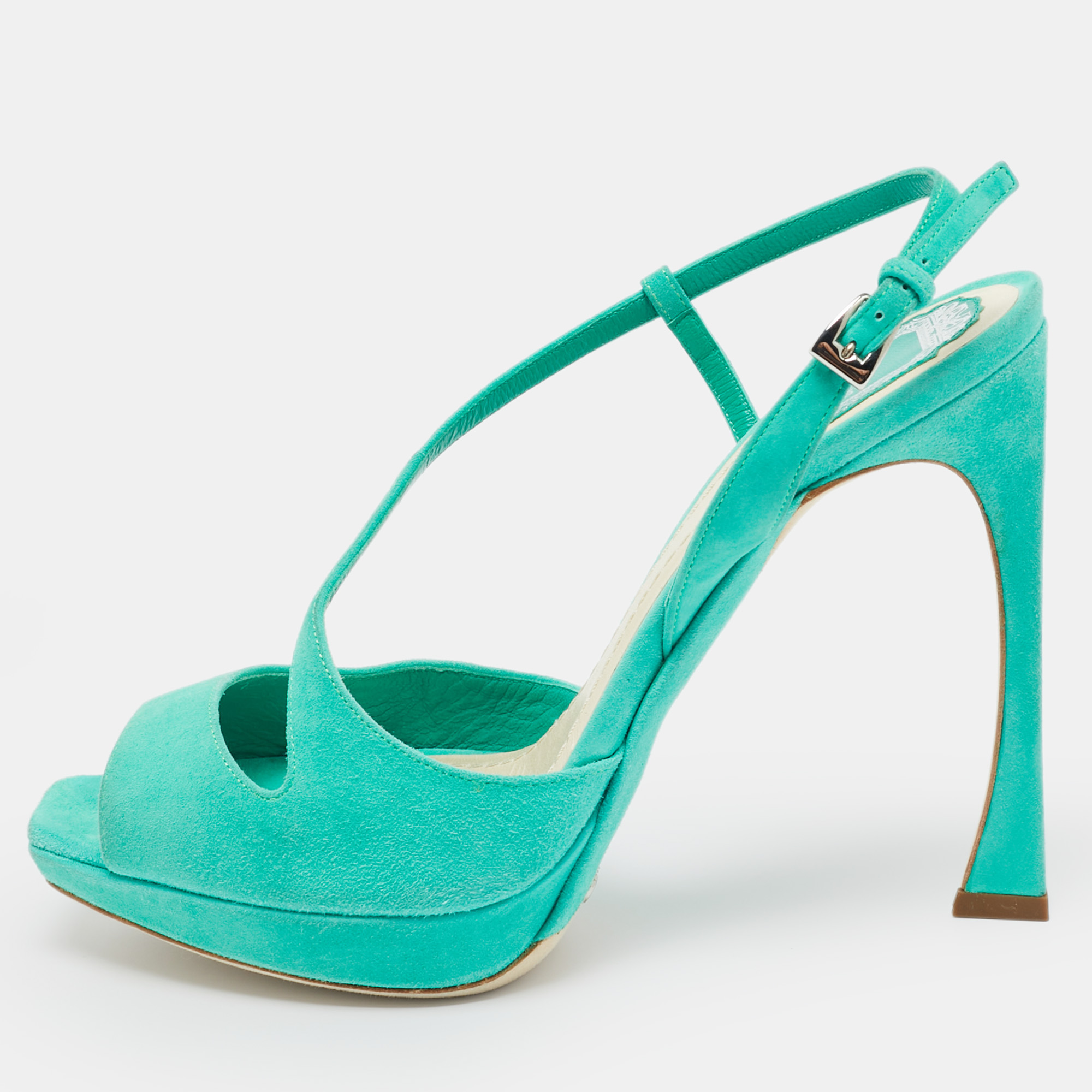 

Dior Green Suede Ankle Strap Slingback Sandals Size