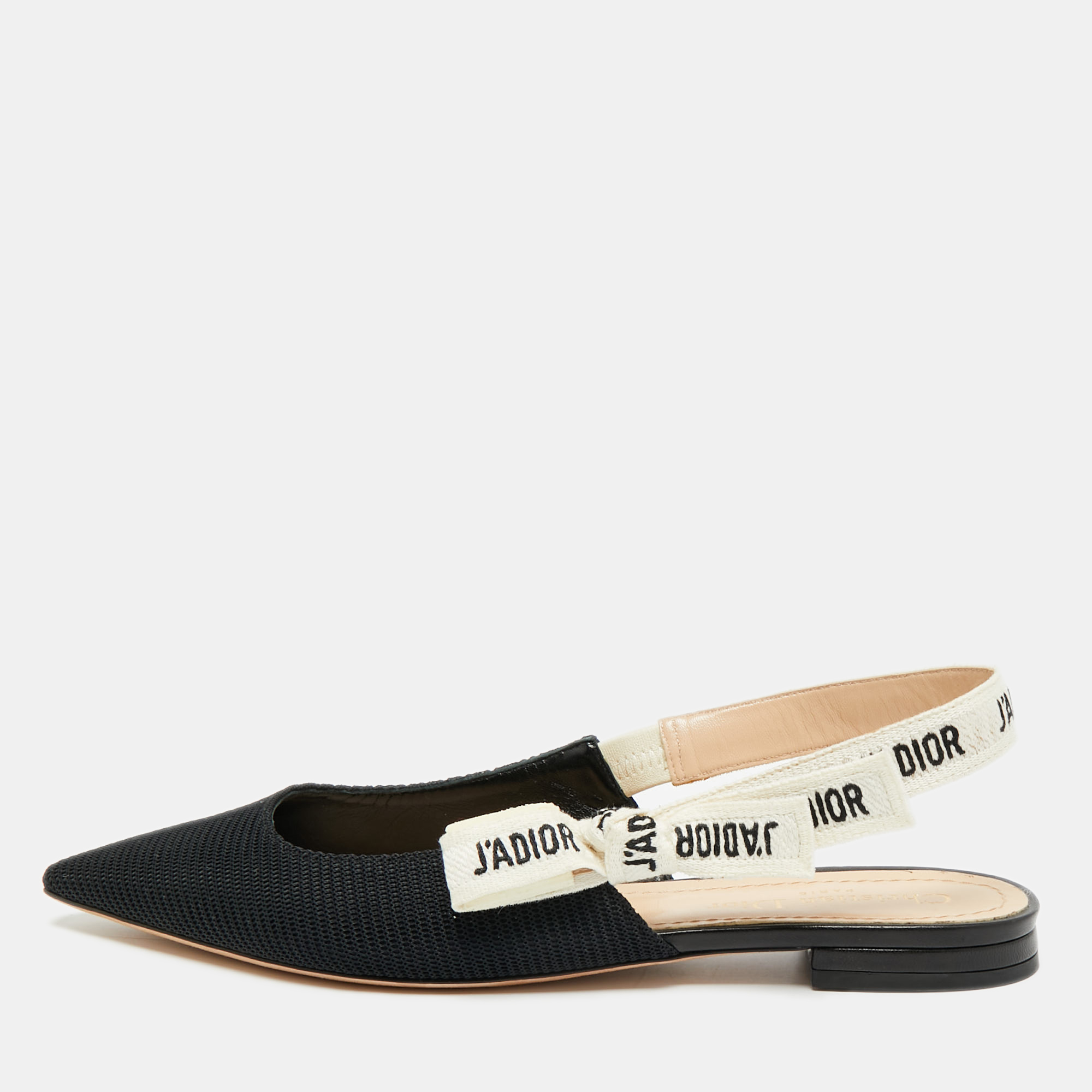 

Dior Black Fabric J'adior Slingback Sandals Size