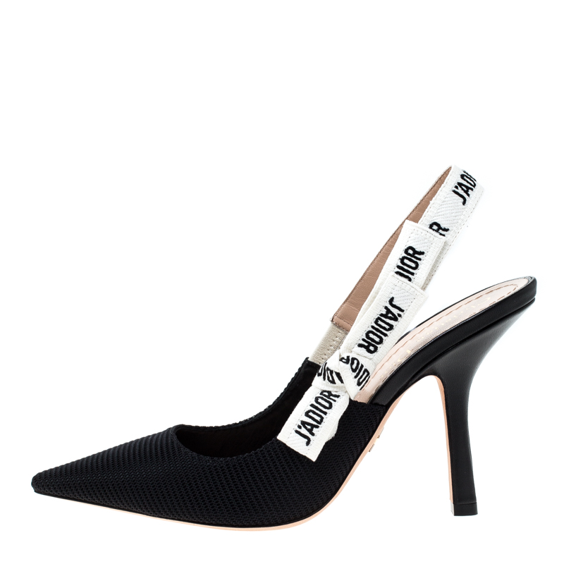 

Dior Black Fabric J'adior Slingback Pointed Toe Sandals Size