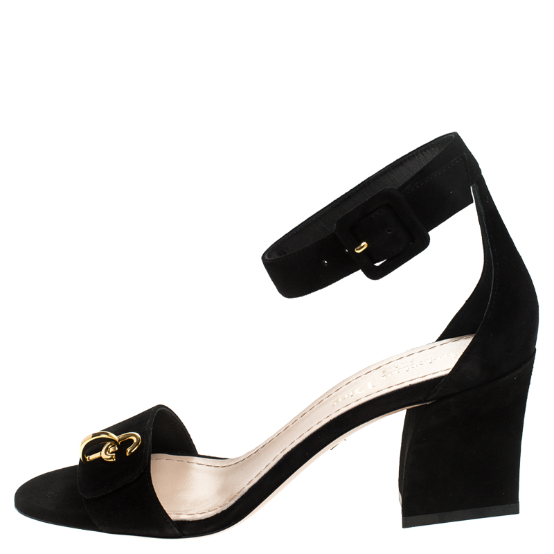 

Dior Black Suede C'est Ankle Strap Block Heel Sandals Size