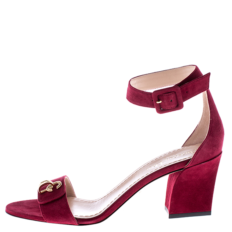 

Dior Red Suede C'est Open Toe Ankle Strap Sandals Size