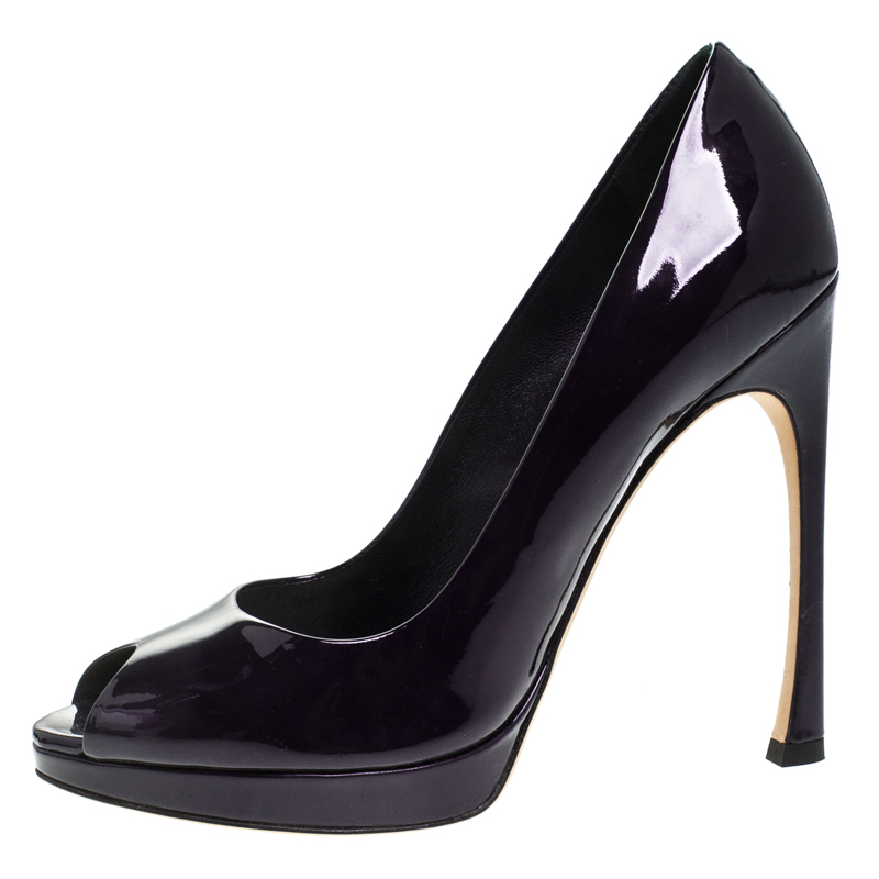 

Dior Navy Blue Patent Leather Pumps Size