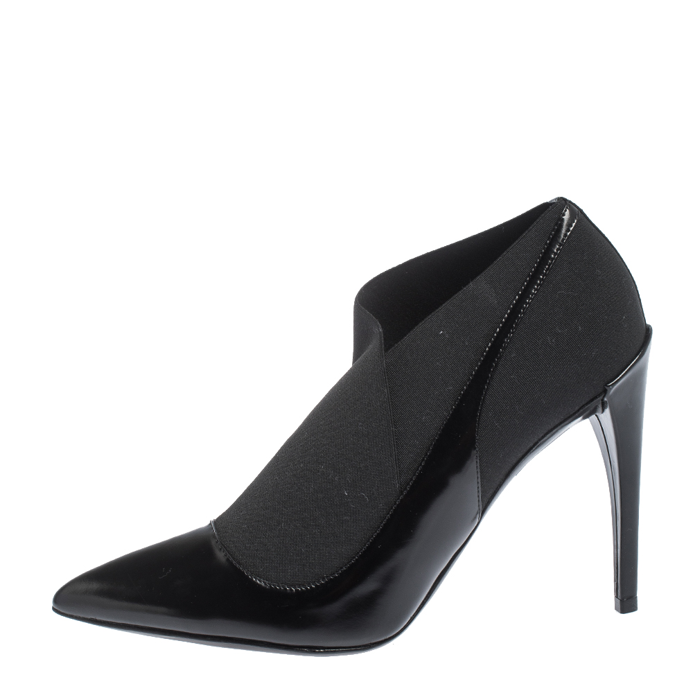 

Dior Black Leather and Elastic Fabric Pointed Toe Booties Size
