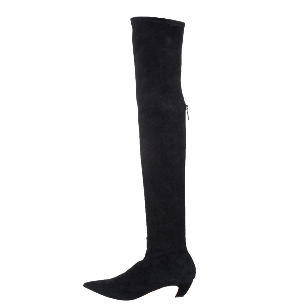 

Dior Black Suede Leather Over The Knee Boots Size