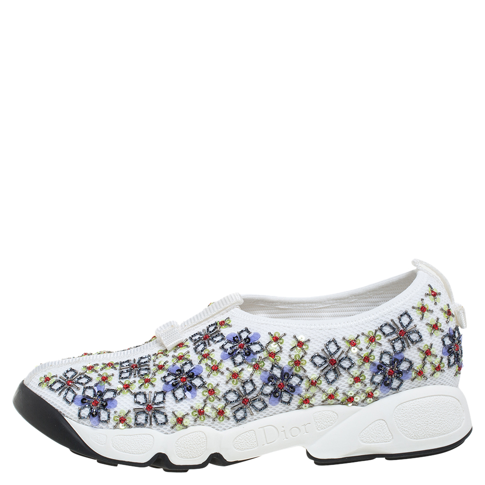 

Dior White Mesh Fusion Embellished Low Top Sneakers Size