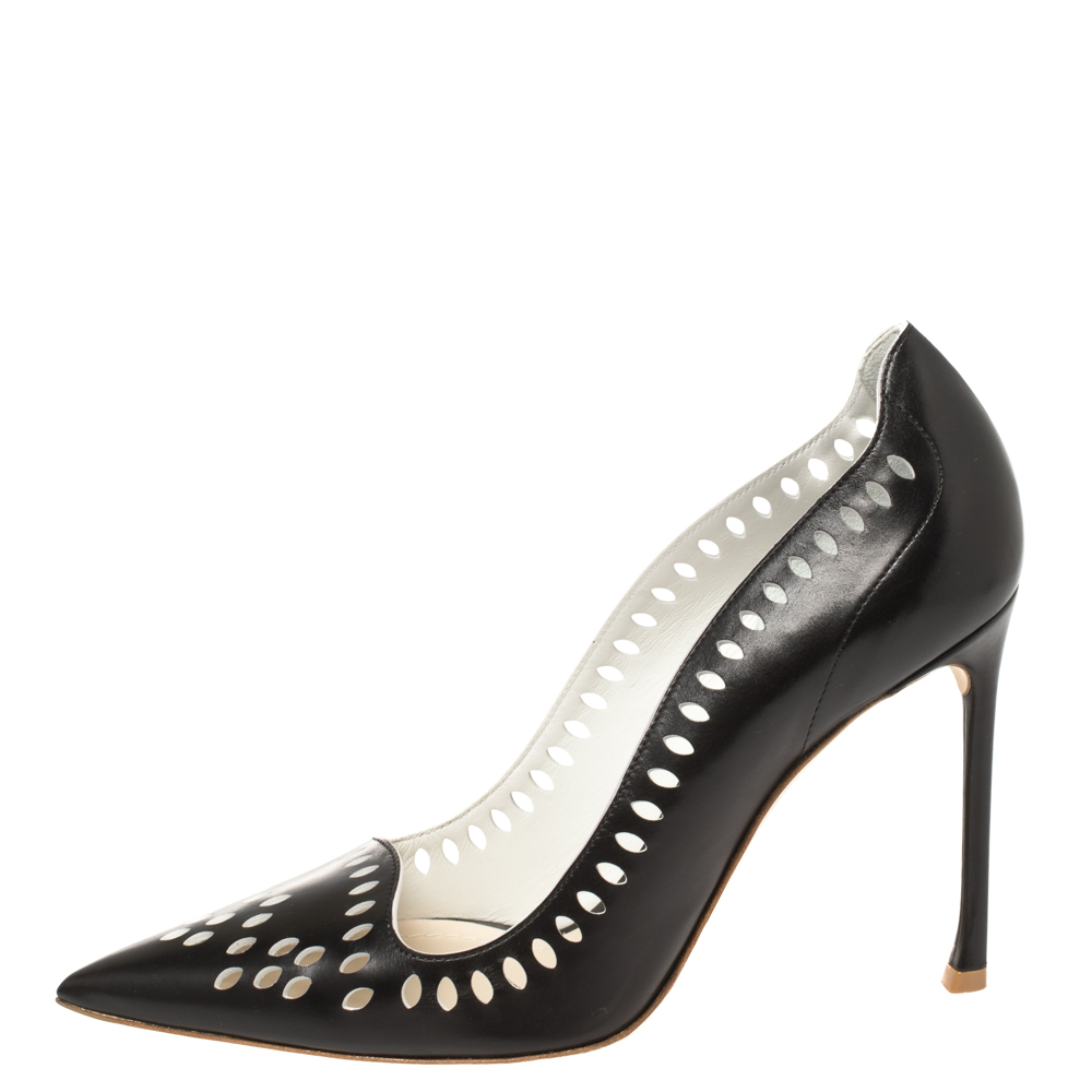 

Dior Black Laser Cut Leather Pointed Toe Pumps Size